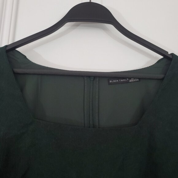 NWT BLACK TAPE Baby Doll Corduroy Drop Waist Emerald Green Dress - Picture 10 of 16